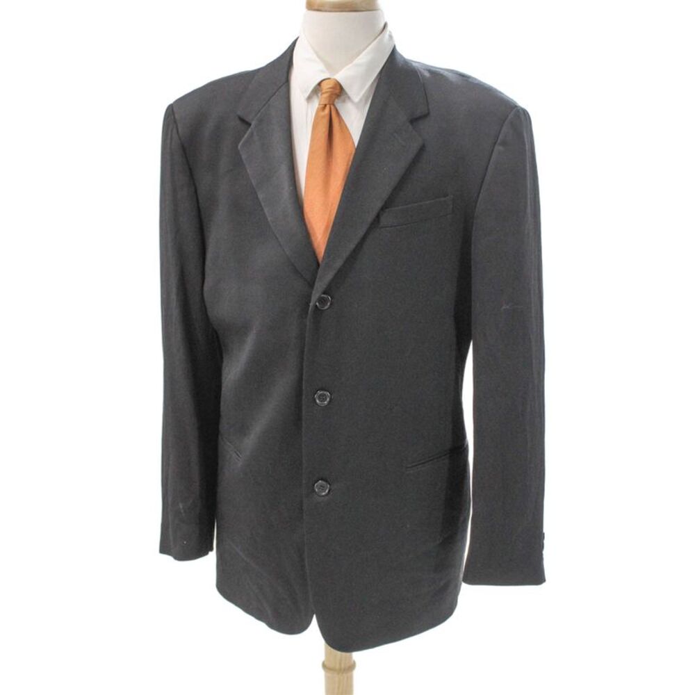 Donna Karan Signature Mens Black Wool Blazer Size 48